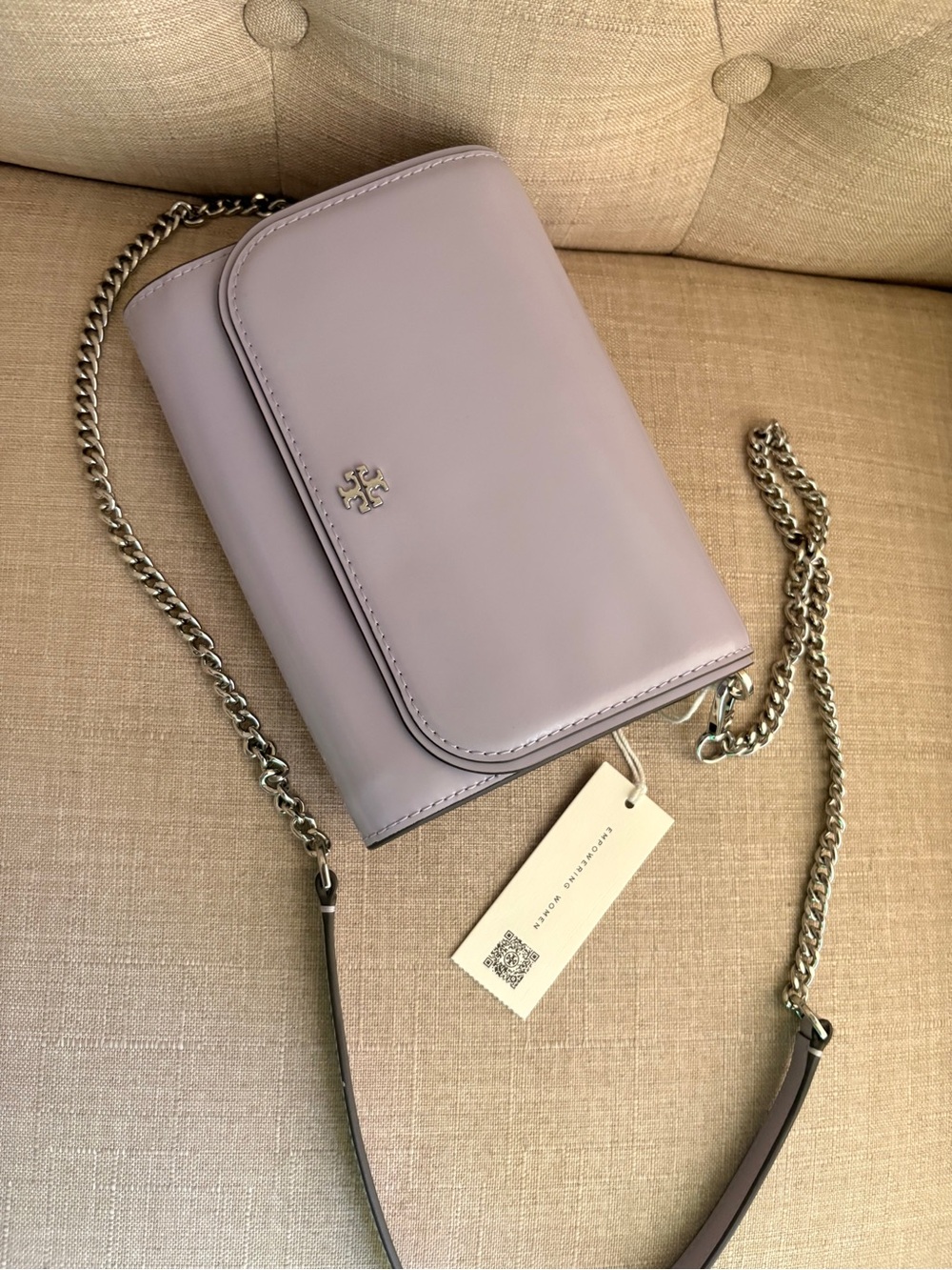 Tory Burch Lilac Leather Chain Crossbody